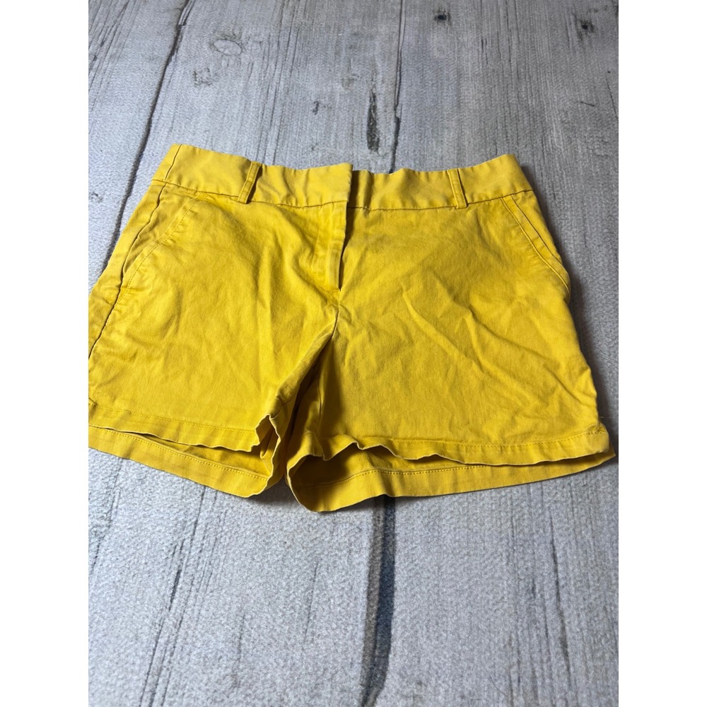 Ann Taylor LOFT Womens Mustard Yellow Chino Shorts Size 6 Mid Rise Summer Casual